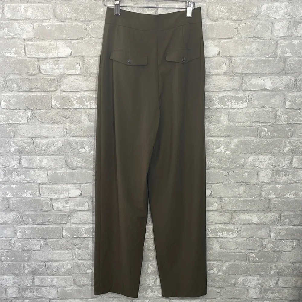 Zara Olive Green High-Waisted Trousers